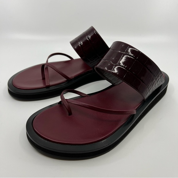 PARIS TEXAS Brooklyn Size 38 Croc Nappa Embossed Leather Toe Loop Sandals 8 - Picture 3 of 11